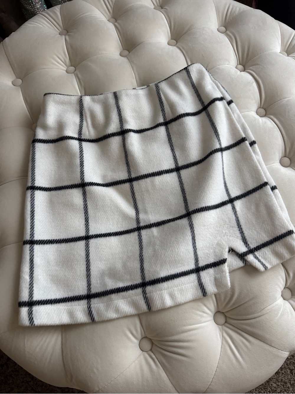 Lulu's White Plaid Mini Skirt NWT